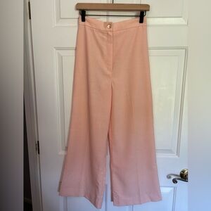 Vintage Light Pink Linen High Rise Wide Leg Pants